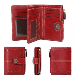 Women Small Wallets RFID Blocking Bifold Slim Coin Purse Zipper ID Card Holder - Picture 1 of 23