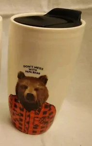 Don’t Mess With Papa Bear Travel Coffee Mug Ceramic Red Shed 500 ml - Picture 1 of 3