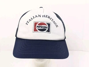 Pepsi Cola Italian Heritage Mesh Snapback Trucker Hat Young Ann Korea 70s 80s - Picture 1 of 24