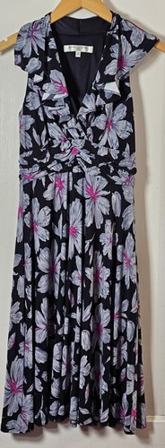 VETEMENTS Fairycore Evan Abito Picone Donna 4P Nero Grigio Rosa Floreale Increspato Città