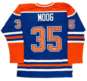 ANDY MOOG SIGNED CUSTOM EDMONTON OILERS JERSEY W/JSA CERT - Picture 1 of 4