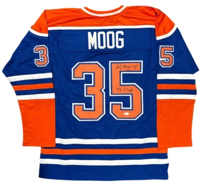 ANDY MOOG SIGNED CUSTOM EDMONTON OILERS JERSEY W/JSA CERT - Image 1 of 4