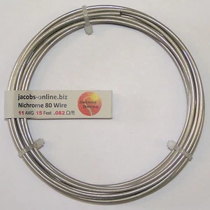 Nichrome 80 resistance wire, 11 AWG (gauge), 15 feet - Picture 1 of 1