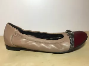 AGL Attilio Women's Nude Leather Burgundy Patent Cap Toe Ballet Flat 37 EU 7 US - Picture 1 of 7