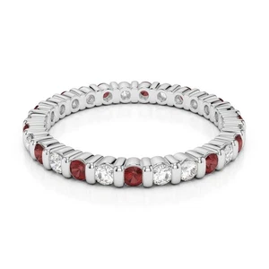 Anillo de compromiso redondo de plata de ley 925 de 1,30 quilates con piedras preciosas granate rojo para mujer - Imagen 1 de 4