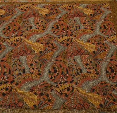 Sushila Vintage Multi-Color Indian Sari Pure Georgette Silk Printed Craft Fabric - Image 1 of 4