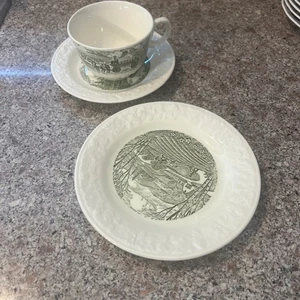 Vintage Taylor Smith Taylor Pastoral 1 Cup, Saucer. And Desert Plate - Picture 1 of 7