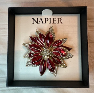 Nuevo en Caja Broche Prendedor Napier Flor Flor de Pascua Navidad Nuevo en Caja Foto 1 de 4