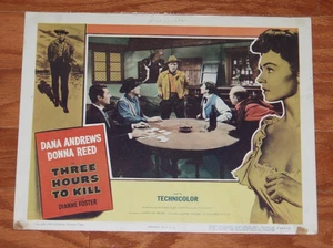 Tarjeta de lobby Three Hours to Kill Dana Andrews - Donna Reed - Dianne Foster - 1954 - Imagen 1 de 1
