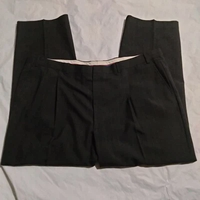 Barrington Mens Size 48x32(47x30) Black Wool Blend Pleated Straight Dress Pants - Image 1 of 4