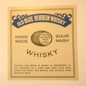 Vintage ORIGINAL Old Blue Ribbon Whiskey Sour Mash Label - Picture 1 of 1