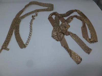 ALFANI Metal Chain & Mesh Belts 2 Gold Tone Designer Elegant Accessory Excellent - Изображение 1 из 4