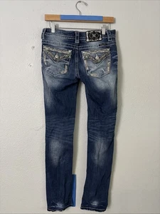 Miss Me Women's Jeans Blue Cotton Signature JP8759T Straight 28x33.5 - Picture 1 of 8