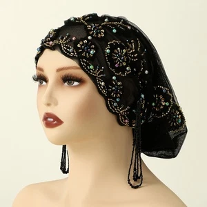 Sombreros de hiyab con cuentas de encaje para mujeres musulmanas cubierta de cabeza gorro para pérdida de cabello gorro indio - Imagen 1 de 14