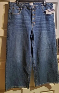 Time and Tru Cropped-Jeans hoher Bund weites Bein 25" Schrittlänge Damengröße 14 16 neu - Bild 1 von 11