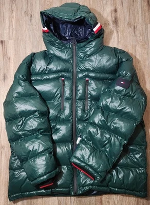 Tommy Hilfiger Mens XXL Green Hooded Full  Puffer Coat Wind Resistant Rare $250 - Image 1 of 4