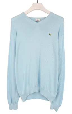 Lacoste Jersey Hombre Grande Azul Claro Cuello En V Logo Apretado Punto Jersey - Imagen 1 de 4