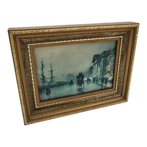 Framed John Atkinson Grimshaw Print – Liverpool Waterfront & Docks – Vintage - Picture 1 of 13