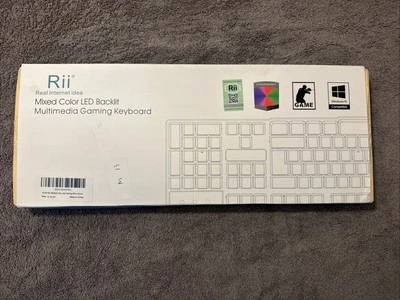 Rii RK100+ (8541666786) Rainbow LED Backlit Wired Gaming Keyboard - Image 1 of 2