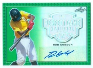 ROB GORDON "GREEN METAL AUTOGRAPH CARD #1/3" LEAF PERFECT GAME NATIONAL 2020