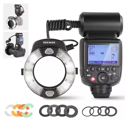 NEEWER RF1-C 76Ws 5600K GN15 E-TTL II Marco Ring Flash Light Speedlite For Canon - Image 1 of 4