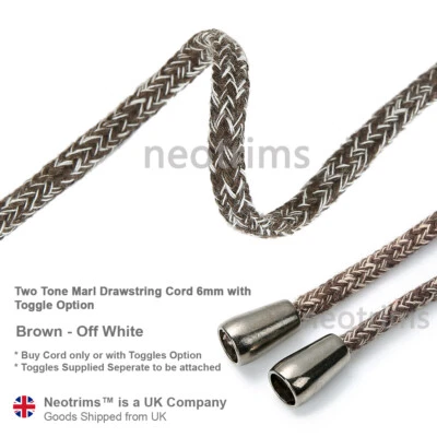 Cuerda de cordón de algodón con cordón redondo de 6 mm para sudadera con capucha, tapón de extremos de palanca Foto 1 de 3