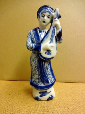 Porzellan Figur Frau mit Mandoline, 19 cm hoch, Geisha? - Bild 1 von 2