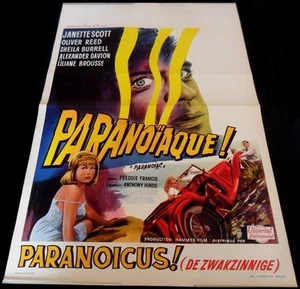 1963 Paranoiac ORIGINAL BELGIAN POSTER Freddie Francis HORRO Hammer AMAZING ART  - Bild 1 von 1