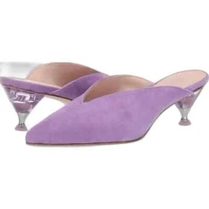 NWOB KATE SPADE US 7.5 Cori Kid Purple Pop Lilac Suede Kitten Heel Sandals - Picture 1 of 4
