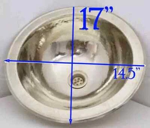 Fregadero de plata alemán macizo ovalado, caída en plata alemana personalizable (17”) - Imagen 1 de 8