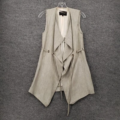 River Island Chaqueta Mujer 6 Beige Chaleco Sin Mangas Cintura Cinturón Chaleco Abrigo Foto 1 de 4