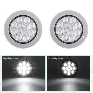 2pcs 4 Inch Round 24 LED Reverse Backup Tail Lights Trailer Truck Clear Lens 12V - Picture 1 of 10