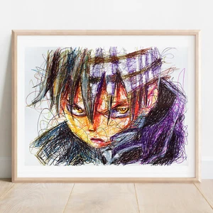 Death the Kid Ballpoint Pen Print, Soul Eater Art Poster - Picture 1 of 3