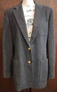 Lauren Ralph Lauren grau 2 Knöpfe Wolle Kaschmir Wappen Knöpfe Blazer Damen 12 - Bild 1 von 10