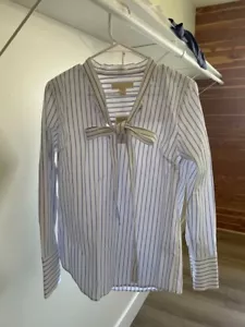 Michael Kors Striped Tie-Neck Blouse - Picture 1 of 5