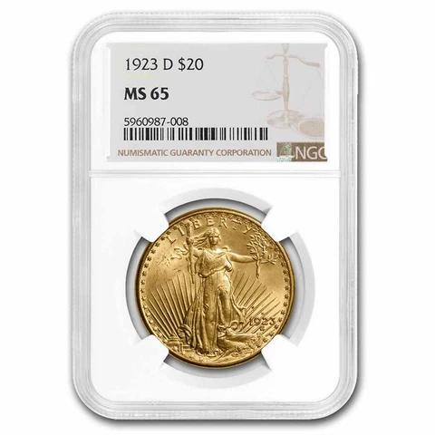 1923-D $20 Saint-Gaudens Gold Double Eagle MS-65 NGC - SKU#72754 Cover