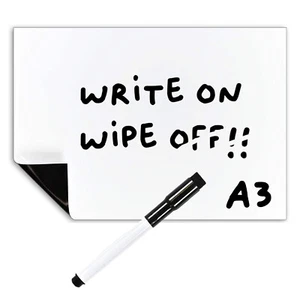 A3 Magnetic Whiteboard + Dry Wipe Pen, Large Dry Erase Fridge Notice Memo Board - Picture 1 of 9