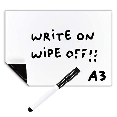 A3 Magnetic Whiteboard + Dry Wipe Pen, Large Dry Erase Fridge Notice Memo Board • 8.95£