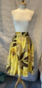 Vintage 70’s style Yellow & Brown Cotton floral skirt size 10 Atmosphere - Picture 1 of 8