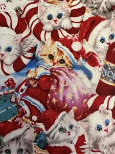 CHRISTMAS FURRY AND BRIGHT PACKED KITTENS CATS BY STUDIOE COTTON FABRIC 1/2 YD - Picture 1 of 5