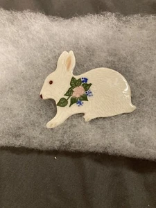 Rabbit Bunny STILLWATER ART Handmade Pottery Clay Pin Brooch Easter Spring - Picture 1 of 6