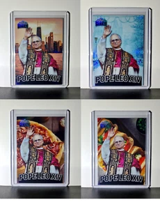 Pope Leo XIV Leaf Metal Cards Set of 4 Pizza / Hot Dog / Skyline / Snow Variants - Picture 1 of 9