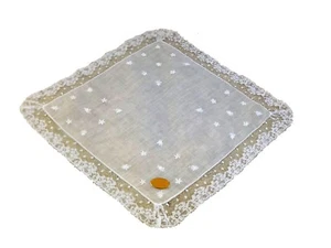 White European Bridal Hankie with Lace Border (10x10'')  - Picture 1 of 1