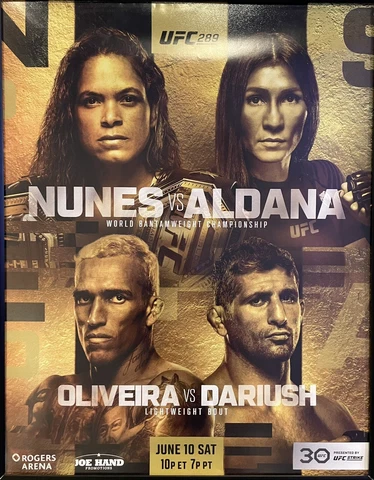 22”x28” UFC 289 Nunes vs Aldana / Oliveira vs Dariush Poster Cover
