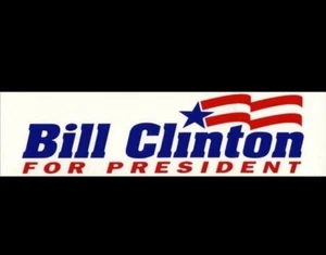Vintage Autoaufkleber "Bill Clinton For President" Demokratische Vorwahlkampagne - Bild 1 von 2