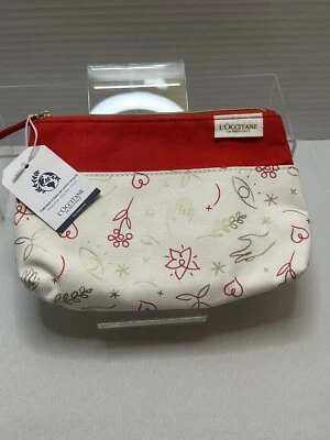 Bolso de Maquillaje L’Occitane En Provence Rojo Blanco Dorado Bolsa Viaje Arte Patrón Nuevo con Etiquetas Foto 1 de 4