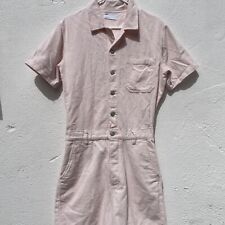 ASOS Corduroy Romper Jumpsuit Womens Extra Small Pink Short Sleeve Button Up
