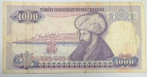 VINTAGE TURKISH LIRA 1000 LIRAS BANK NOTE NICE DESIGN - Picture 1 of 2