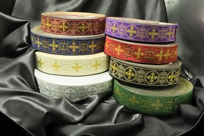 PATCHWORK PANDA TRIMS Jacquard Ribbon Trim Excelsis Religious Liturgic Border 38mm or 63mm