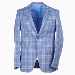 Isaia Napoli Trim-Fit Sky Blue Super 140s Wool Sport Coat 38R (Eu 48) NWT - Picture 1 of 10